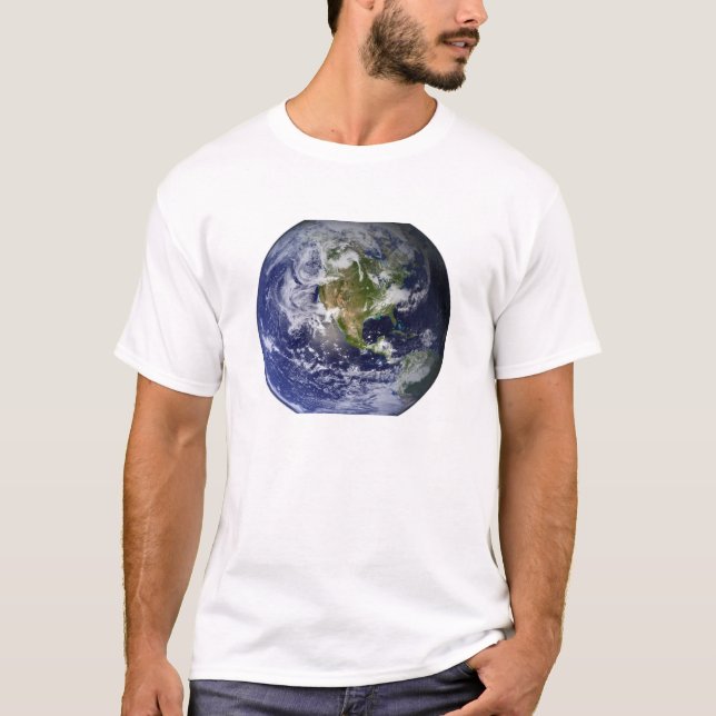 Camiseta Terra cheio mostrando a América do Norte (Frente)