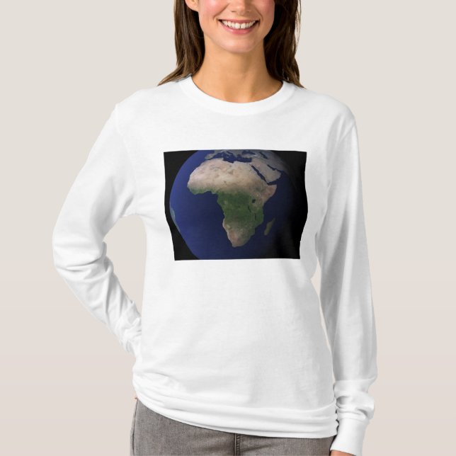 Camiseta Terra cheio mostrando África, Europa e Oriente Méd (Frente)