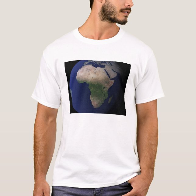 Camiseta Terra cheio mostrando África, Europa e Oriente Méd (Frente)