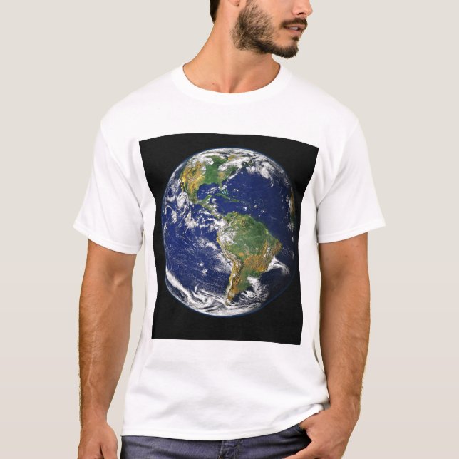 Camiseta Terra cheio mostrando o hemisfério oeste (Frente)