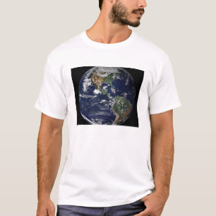 Camiseta Terra completa que mostra o norte e a Ámérica do