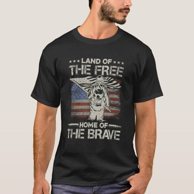 Camiseta Terra Da Casa Livre Da Brave American Flag V (Frente)
