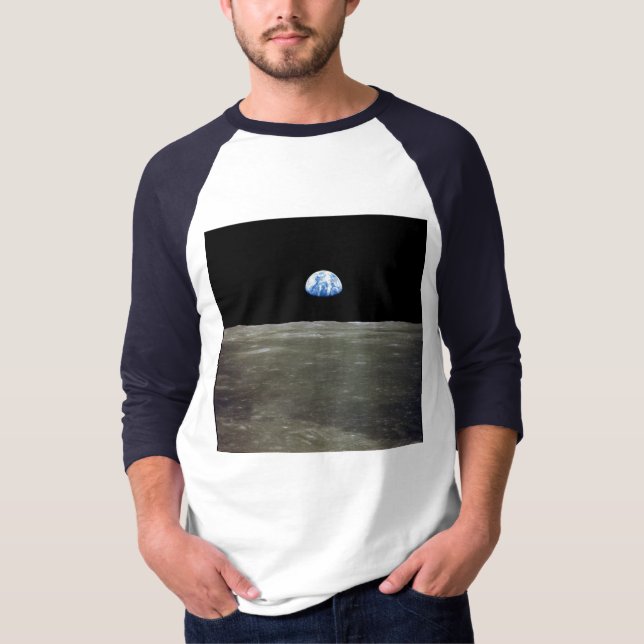 Camiseta Terra da Lua no Espaço Negro: Terra (Frente)