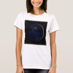 Camiseta Terra De cheio À Noite Com Luzes Da Cidade Das Amé