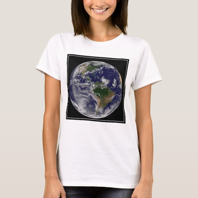 Camiseta Terra De cheio Com Tempestades Tropicais No Atlânt (Frente)