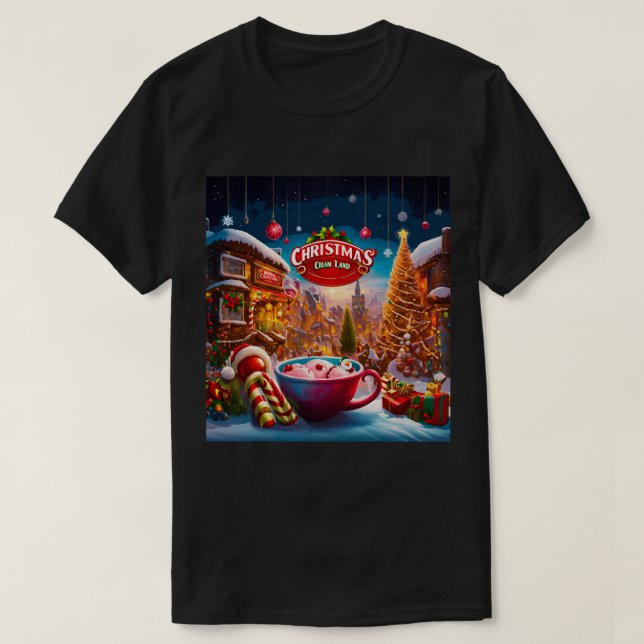Camiseta Terra de Creme de Natal (Frente do Design)