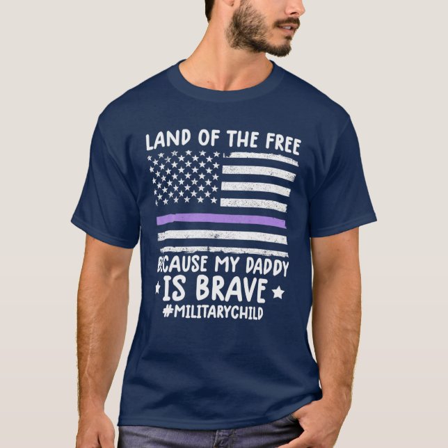 Camiseta Terra De Crianças Militares Roxo Da Bandeira Livre (Frente)
