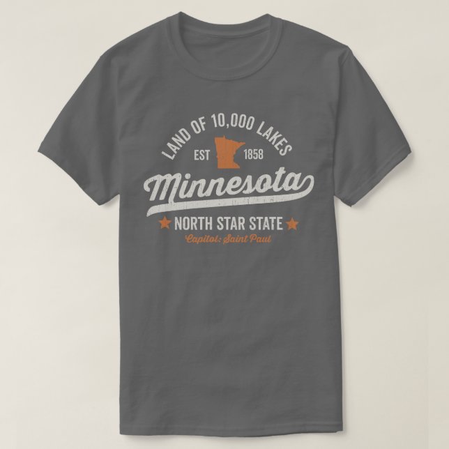 Camiseta Terra de Minnesota de 10000 Lagos (Frente do Design)