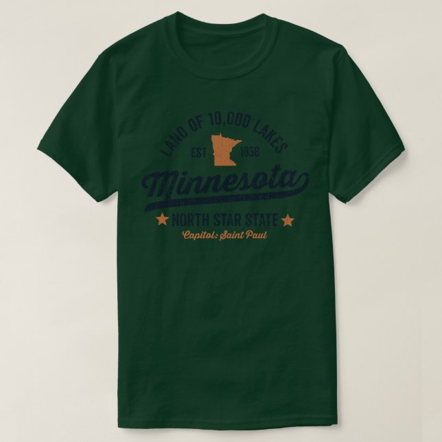 Camiseta Terra de Minnesota de 10000 Lagos 1 (Frente do Design)