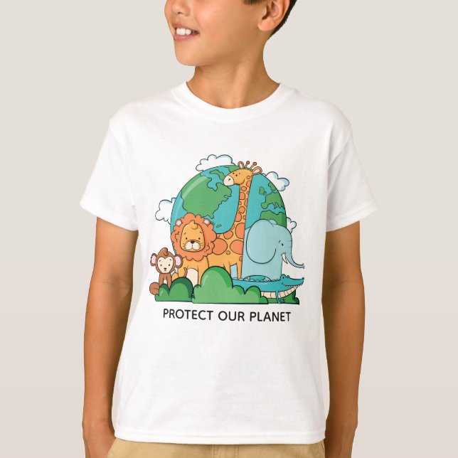 Camiseta Terra de Texto Personalizado com Animais (Frente)
