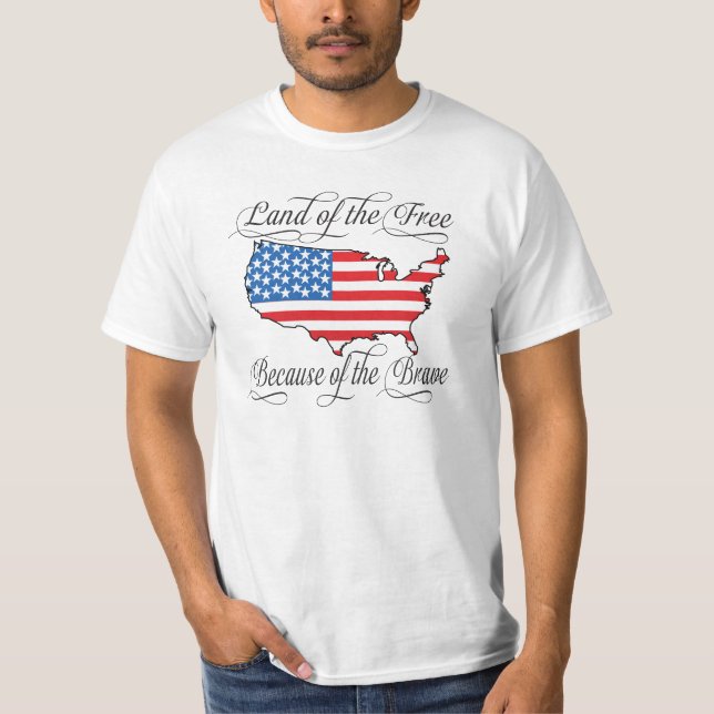 Camiseta Terra do livre devido aos E.U. patrióticos bravos (Frente)