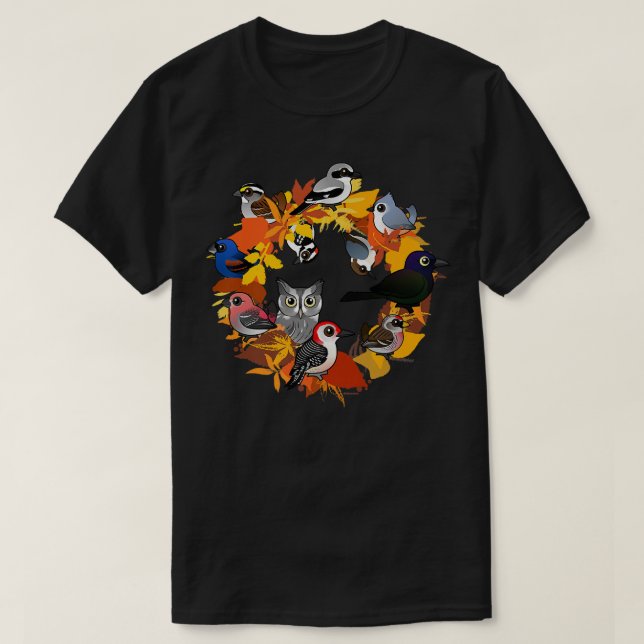 Camiseta Terra do outono das aves norte-americanas (Frente do Design)