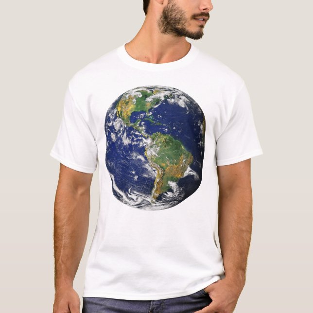 Camiseta TERRA do PLANETA do t-shirt do branco dos homens (Frente)