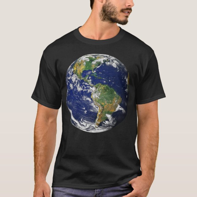 Camiseta TERRA do PLANETA do t-shirt preto dos homens do (Frente)
