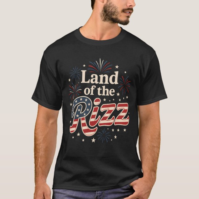 Camiseta Terra do Rizz Engraçado 4 de julho (Frente)