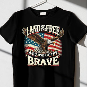 Camiseta "Terra dos Gratuitos, por causa da coragem"