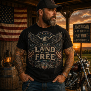 Camiseta Terra dos Livres Águia Patriótica Vintage Améric