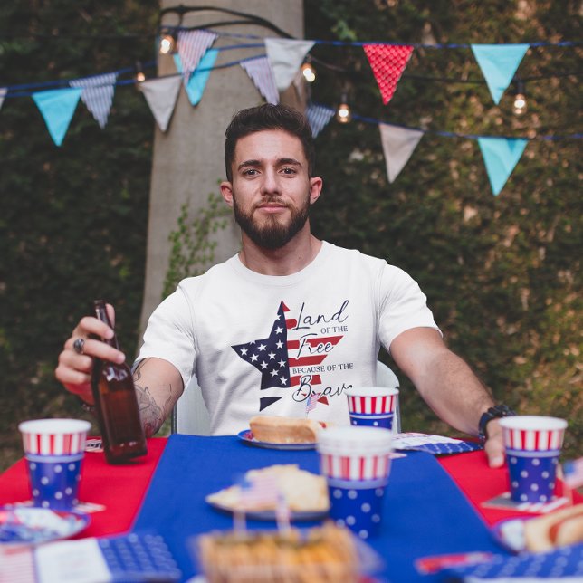 Camiseta Terra dos livres por causa dos corajosos (Criador carregado)