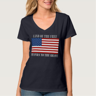 Camiseta Terra dos obrigados livres à bandeira brava dos
