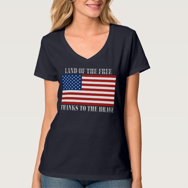Camiseta Terra dos obrigados livres à bandeira brava dos (Frente)