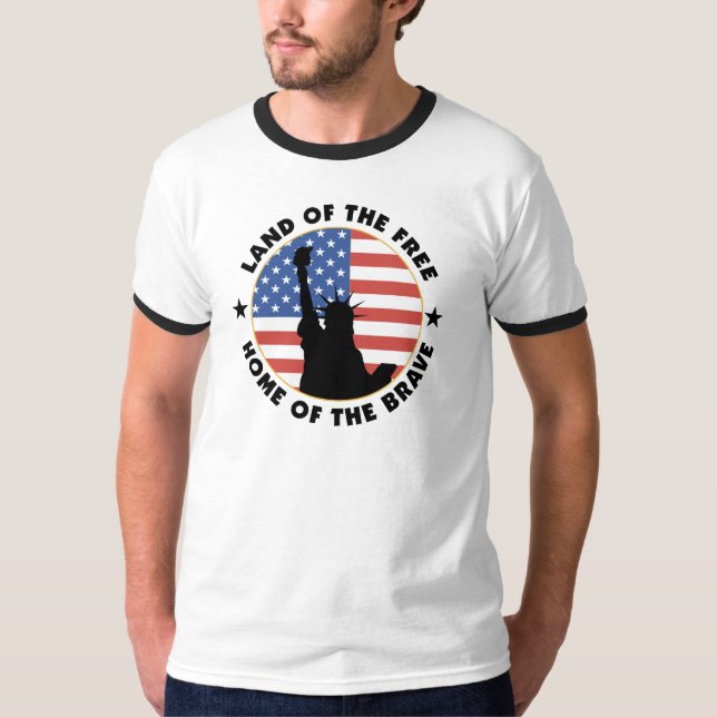 Camiseta Terra dos t-shirt livres da estátua da liberdade (Frente)