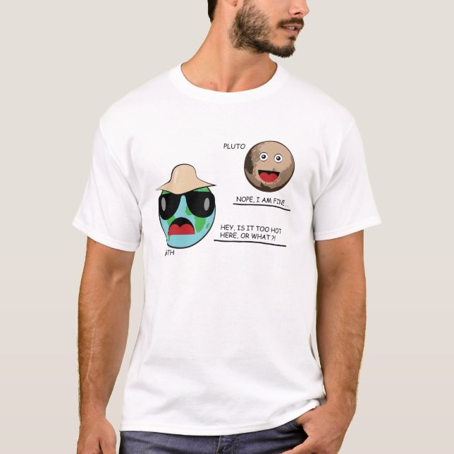 Camiseta Terra e Plutão - Discussão Engraçada (Frente)