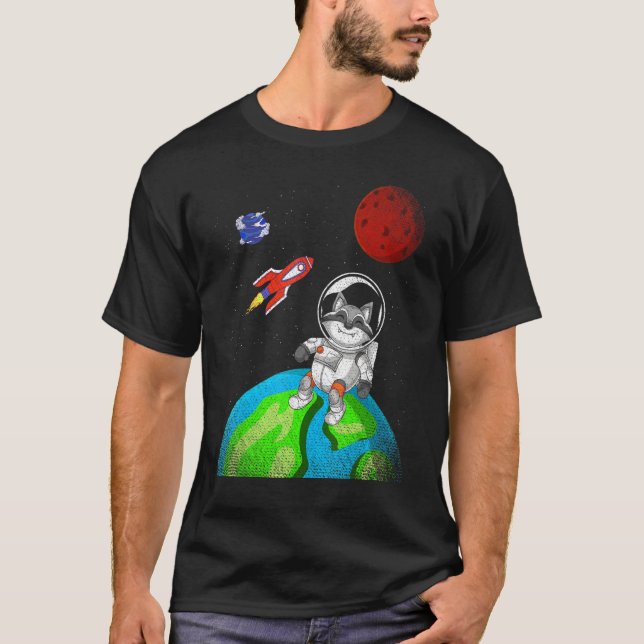 Camiseta Terra Espaço Floresta Animal Astronauta Raccoon (Frente)