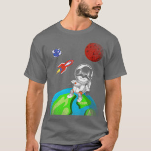 Camiseta Terra Espaço Floresta Animal Astronauta Raccoon