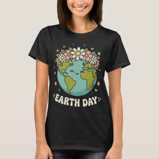Camiseta Terra Floral Groovy Fofa Planeta Feliz Dia da Terr