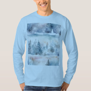 Camiseta Terra-Maravilha de inverno - Azul-Claro Artístico