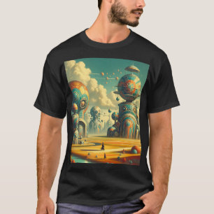 Camiseta Terra Maravilhosa Retrofuturista Surreal Vibrante