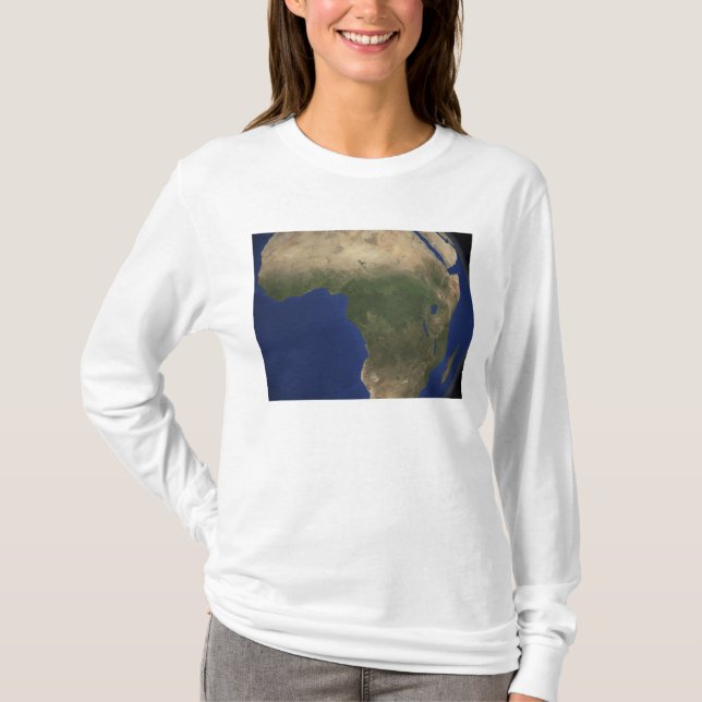Camiseta Terra mostrando cobertura terrestre sobre a África (Frente)