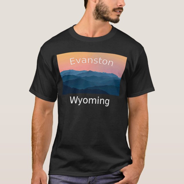 Camiseta Terra natal do pôr do sol em Evanston Wyoming (Frente)