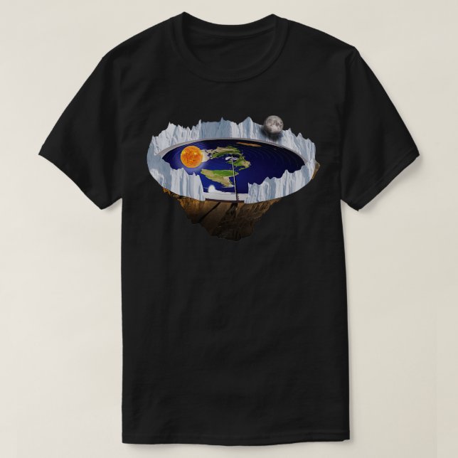 Camiseta Terra plana com parede de gelo (Frente do Design)