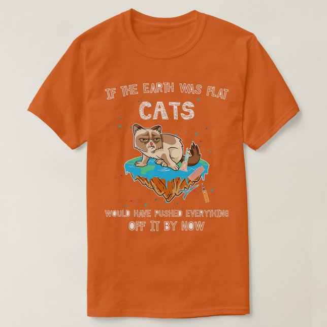 Camiseta Terra plana Gato Engraçado Gatinho Universo Espaço (Frente do Design)