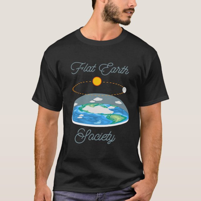 Camiseta Terra Plana Sol Lua - Sociedade da Terra Plana (Frente)