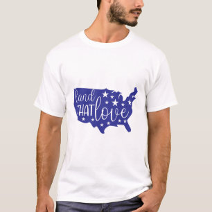 Camiseta Terra Que Eu Amo Mapa Patriótico dos EUA Silhueta