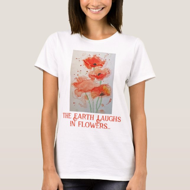 Camiseta Terra Ri Flores Aquarelas Poppies Papoilas Vermelh (Frente)