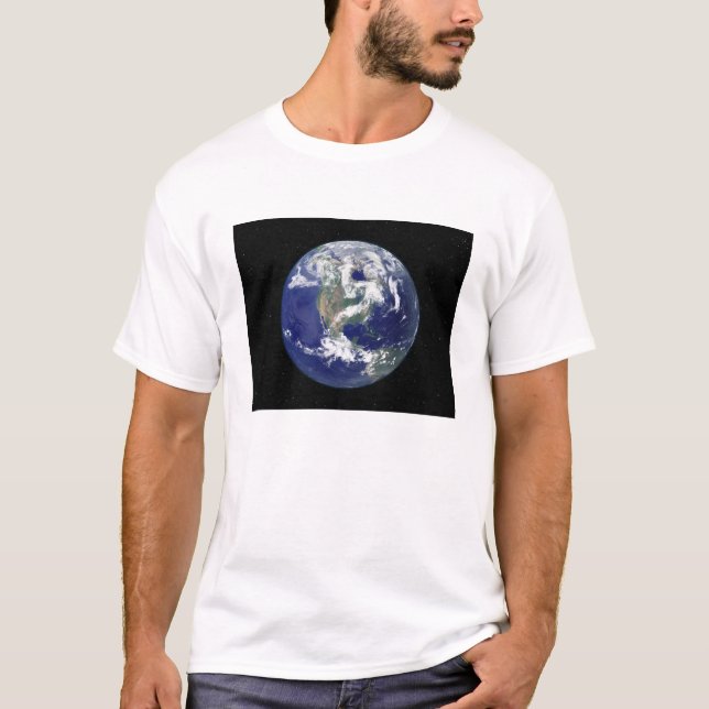 Camiseta Terra totalmente iluminada centrada na América do  (Frente)