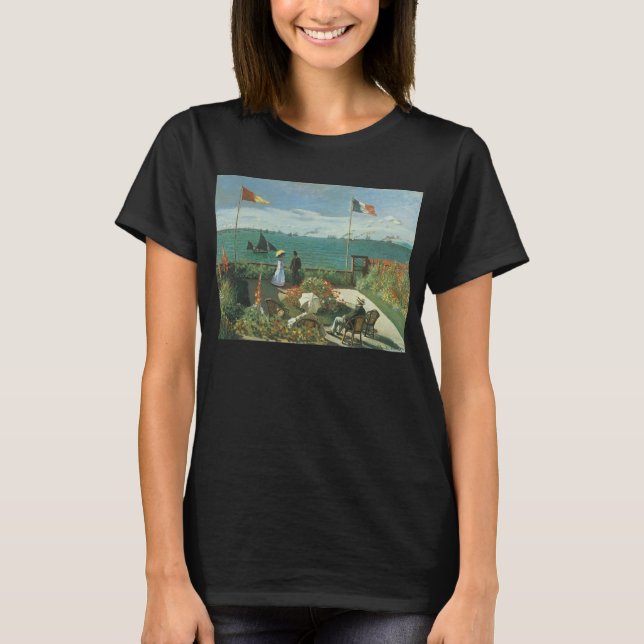 Camiseta Terrace no litoral por Claude Monet (Frente)