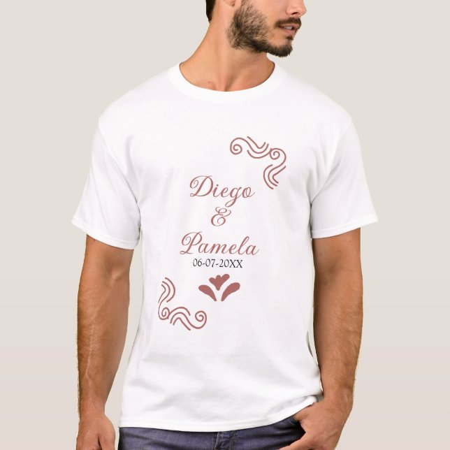 Camiseta Terracotta casal de casamento russo negro em Espan (Frente)