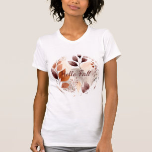 Camiseta Terracotta e Folhas de Quedas de Borgonha Boho A