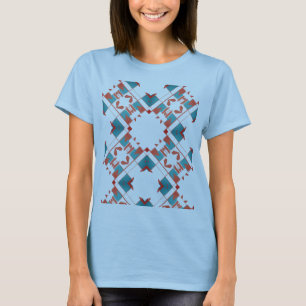Camiseta Terracotta Red Teal Blue Crisscross Mediterrâneo