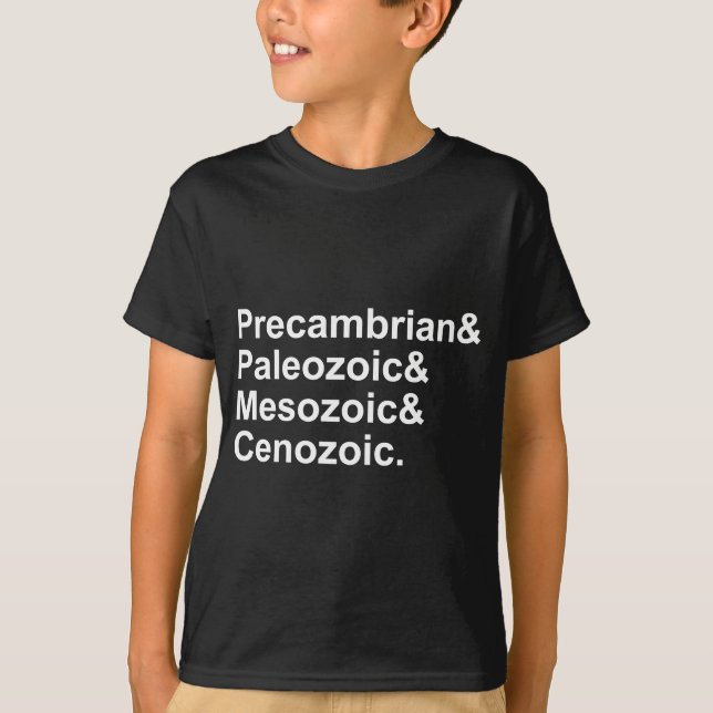Camiseta Terras Terrestres do Cenozoico Mesozoico Precambri (Frente)