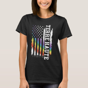 Camiseta Terre Haute Estados Unidos Distressou o arco-íris 