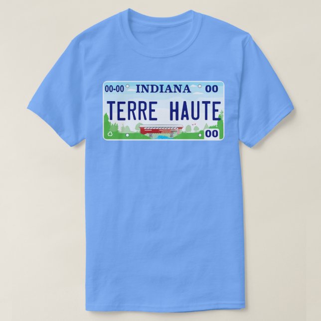 Camiseta Terre Haute License Plate (Frente do Design)