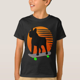 Camiseta Terrier - Buldogue Francês Skateboard Sobre Um Soi