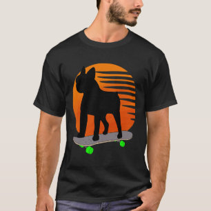 Camiseta Terrier - Buldogue Francês Skateboard Sobre Um Soi