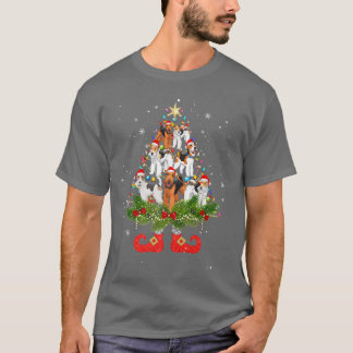 Camiseta Terrier Christmas Tree Lights Cute Santa Hate Dog