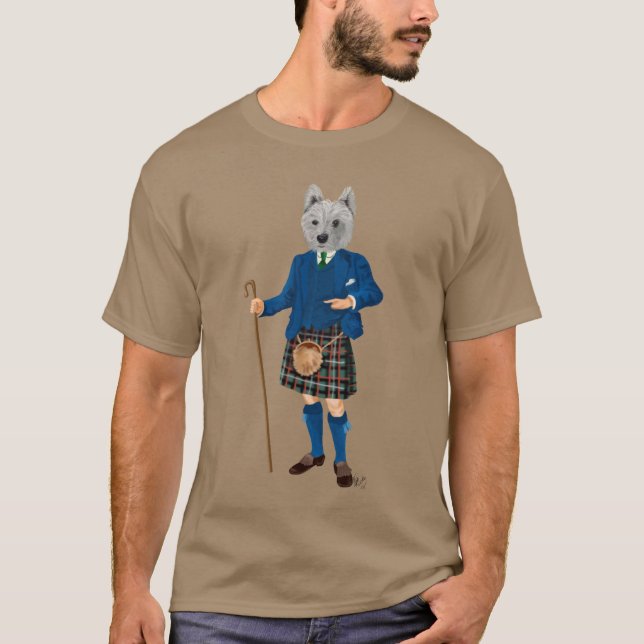 Camiseta Terrier da West Highland em Kilt 2 (Frente)